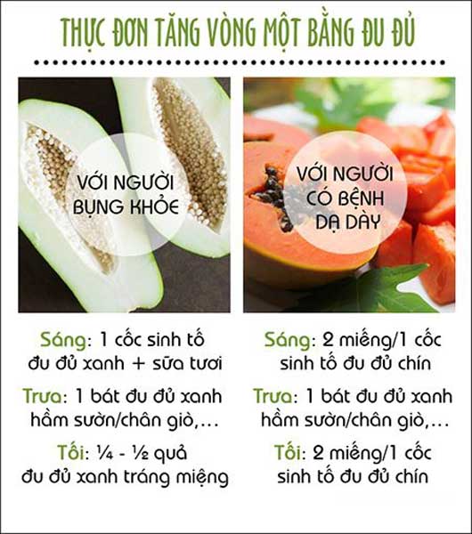 Thực đơn tăng vòng 1 bằng đu đủ