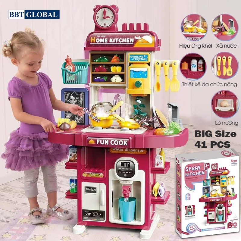 Đồ chơi bếp nấu ăn cỡ lớn 78cm 42 chi tiết cho bé L666-91