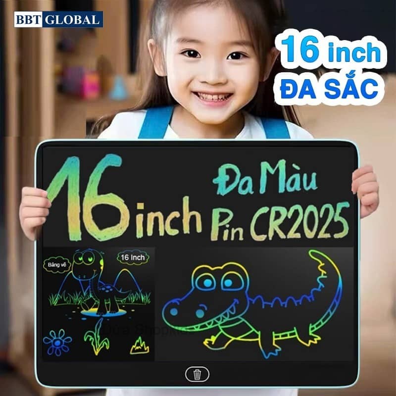 Bảng vẽ tự xóa điện tử đa sắc màu cỡ lớn 16 inch H16