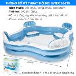 Bể bơi phao Salon hình vuông 2m29 INTEX 56475