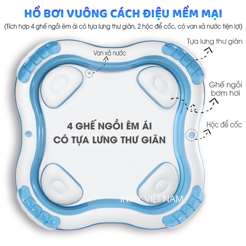 Bể bơi phao Salon hình vuông 2m29 INTEX 56475
