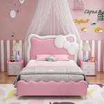Giường trẻ em Hello kitty đáng yêu cho bé gái bọc đệm GTE-20