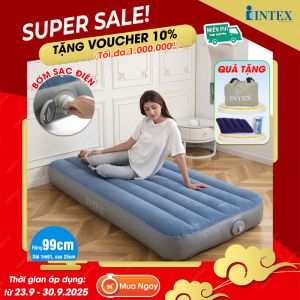 Giường hơi đơn cao cấp tích hợp bơm sạc điện tiện lợi INTEX 64187