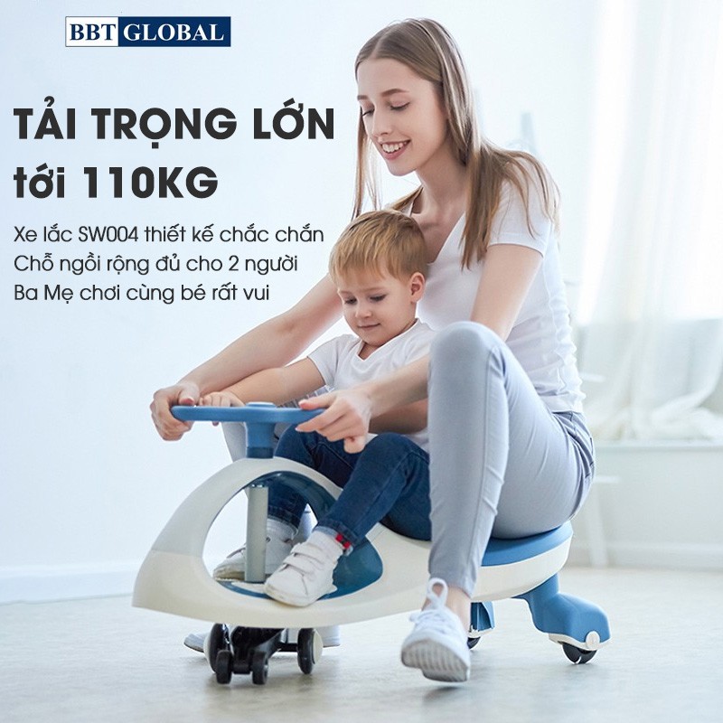 Xe lắc cao cấp bánh PU giảm sóc có đèn và nhạc BBT GLOBAL SW004