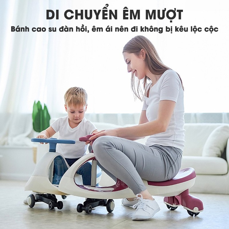 Xe lắc cao cấp bánh PU giảm sóc có đèn và nhạc BBT GLOBAL SW004