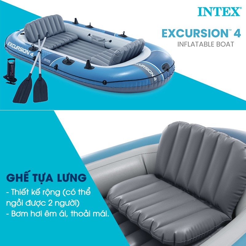 Thuyền hơi EXCURSION 4 mẫu mới INTEX 66324