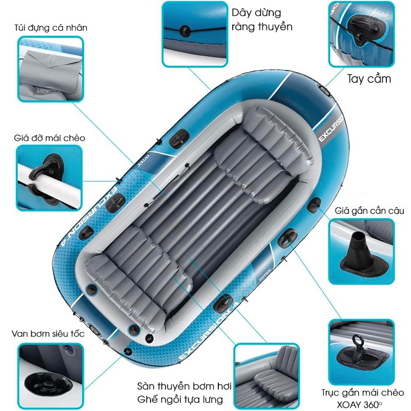 Thuyền hơi EXCURSION 4 mẫu mới INTEX 66324