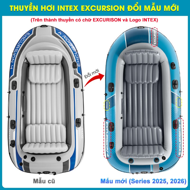 Thuyền hơi EXCURSION 4 mẫu mới INTEX 66324