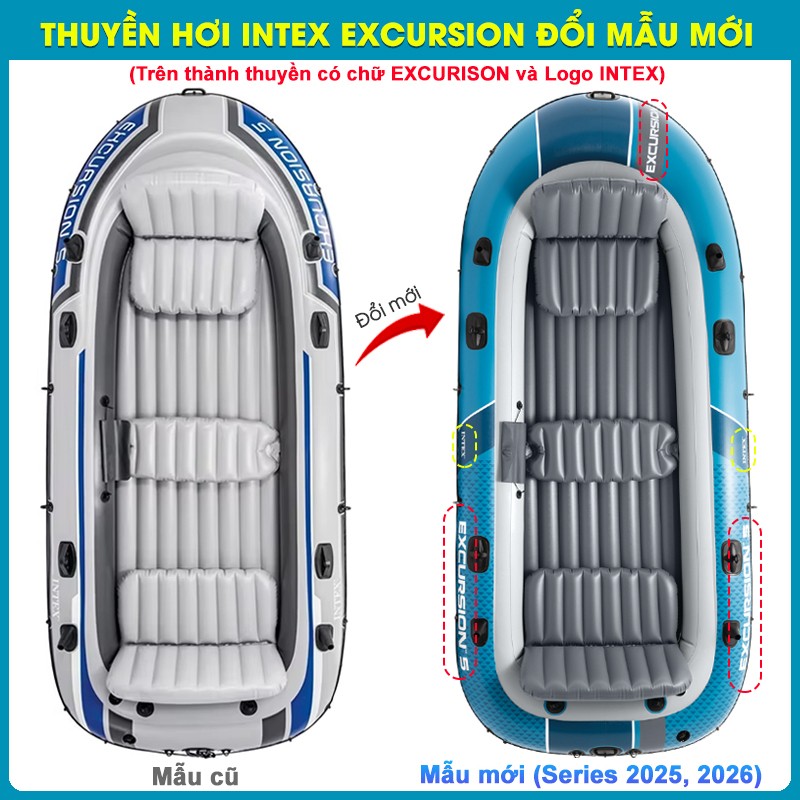 Thuyền hơi EXCURSION 5 mẫu mới INTEX 66325