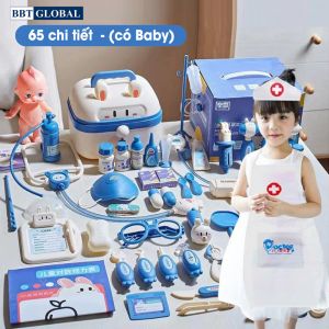 Đồ chơi bác sĩ nhập vai 65 chi tiết có búp bê và mũ áo 3308