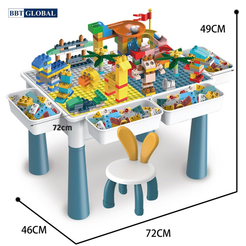 Bộ bàn kèm ghế Lego đa năng cỡ lớn tặng kèm bộ xếp hình 342 chi tiết A213-7