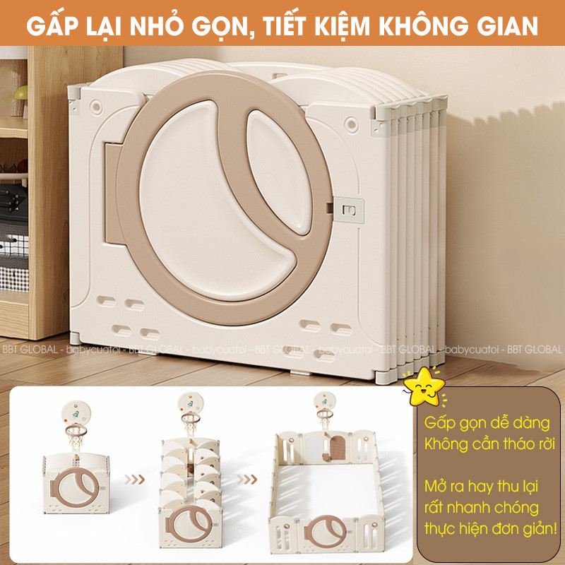 Bộ combo quây cũi nhà nhựa cầu trượt xích đu BBT Global YK06