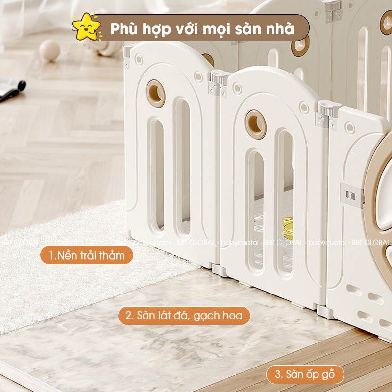 Bộ combo quây cũi nhà nhựa cầu trượt xích đu BBT Global YK06