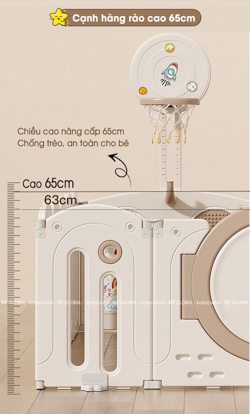 Bộ combo quây cũi nhà nhựa cầu trượt xích đu BBT Global YK06