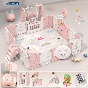 Bộ combo quây cũi cầu trượt xích đu BBT Global YK07