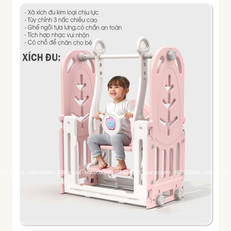 Bộ combo quây cũi cầu trượt xích đu BBT Global YK07