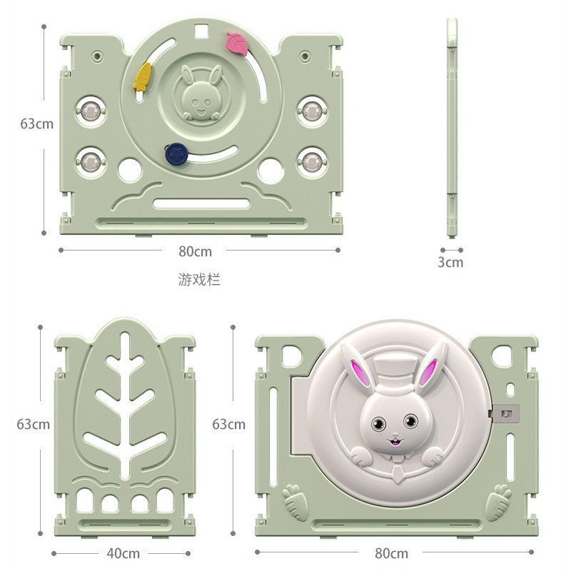 Bộ combo quây cũi cầu trượt xích đu BBT Global YK07 - Xanh