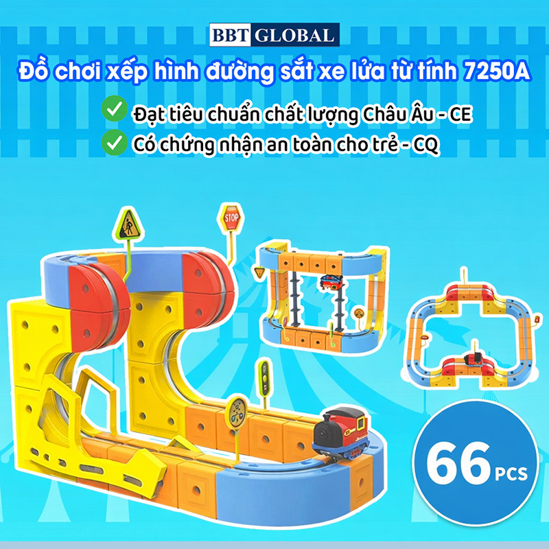 Đồ chơi xếp hình đường sắt xe lửa từ tính nam châm 7250A