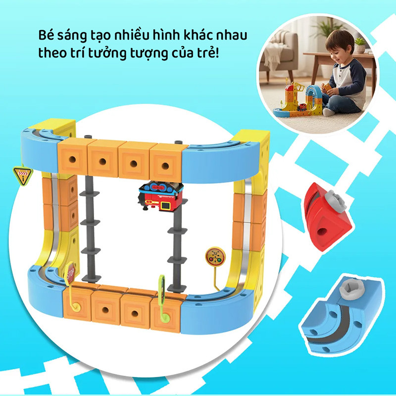 Đồ chơi xếp hình đường sắt xe lửa từ tính nam châm 7250A