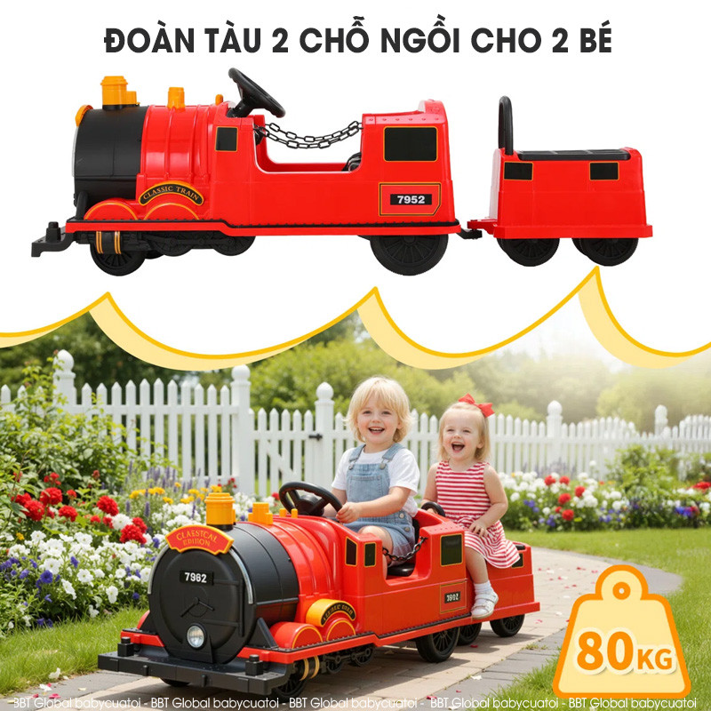 Ô tô điện trẻ em kiểu dáng xe lửa CỠ LỚN BBT-5656