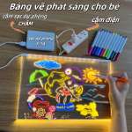 Bảng viết vẽ acrylic 2 mặt trong suốt xóa được có đèn LED gấu Pooh D6601