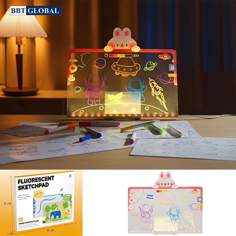 Bảng viết vẽ acrylic 2 mặt trong suốt xóa được có đèn LED D6602