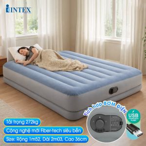 Giường hơi đôi 1m52 cao cấp INTEX 64159 tích hợp bơm điện cổng USB