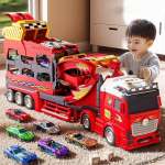 Đồ chơi xe tải biến hình đường đua 1m13 kèm xe hợp kim có đèn và nhạc JP588-32