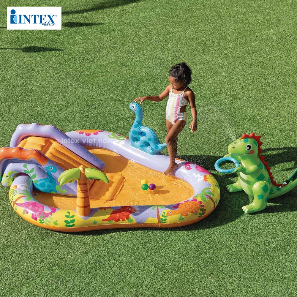 Bể bơi phao cầu trượt khủng long INTEX 56139