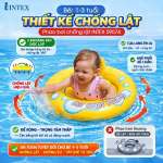 Phao bơi chống lật cho bé, 2 vòng bơm hơi có tựa lưng INTEX 59574