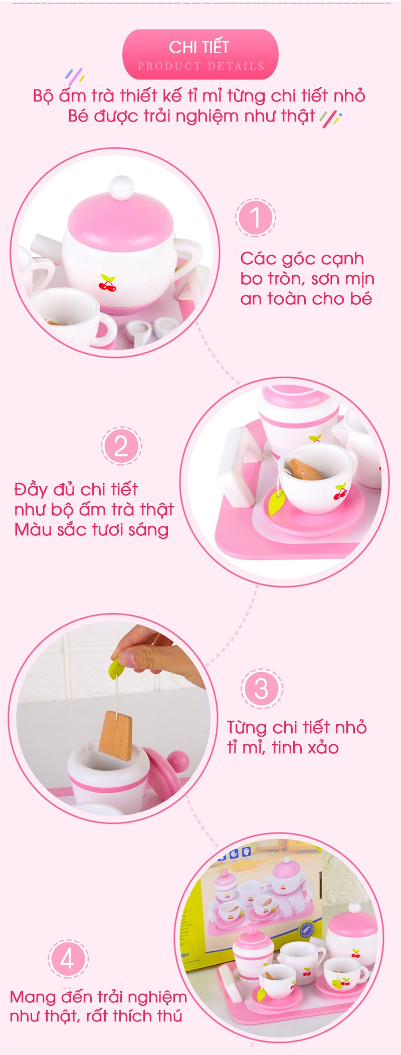 Đồ chơi bộ ấm trà bằng gỗ cho bé MSN18011