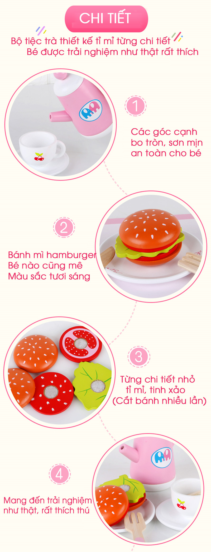 Bộ đồ chơi tiệc trà bằng gỗ cho bé MSN18012