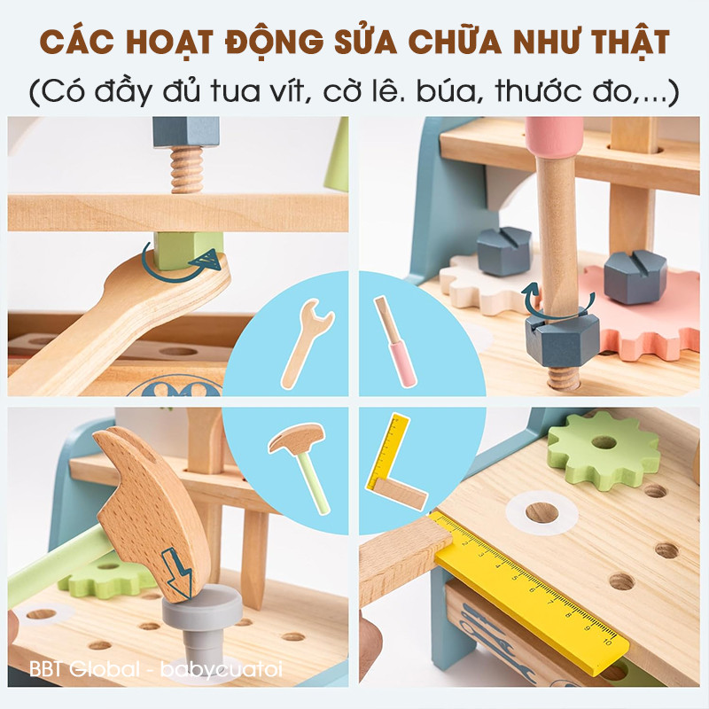 Bộ đồ chơi sửa chữa bằng gỗ cao cấp MSN20015