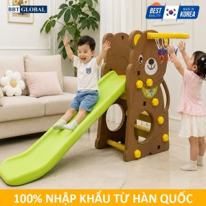 Cầu trượt Hàn Quốc gấu có ném bóng rổ CHD160