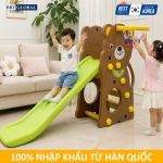 Cầu trượt Hàn Quốc gấu có ném bóng rổ CHD160
