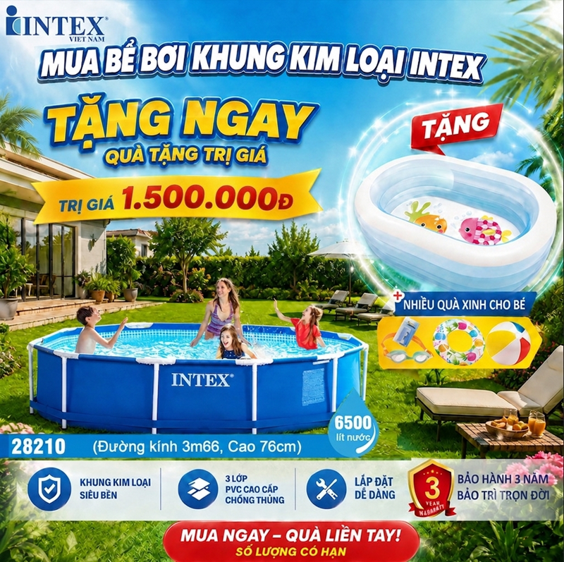 Bể bơi thông minh cho gia đình 366*76cm INTEX 28210