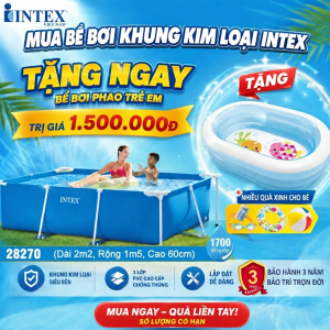Bể bơi khung kim loại chữ nhật 2m2*1,5m INTEX 28270