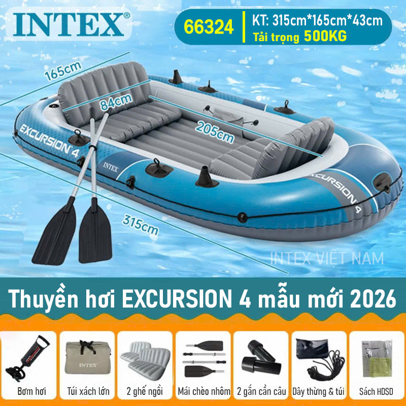 Thuyền hơi EXCURSION 4 mẫu mới INTEX 66324