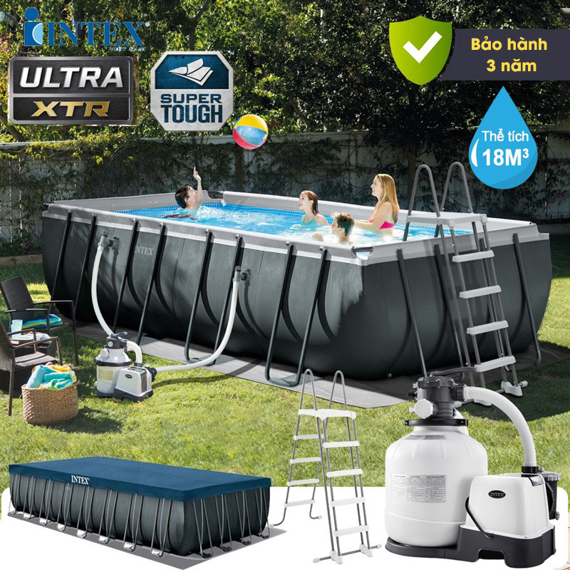 Bể bơi lắp dựng khung kim loại chịu lực cỡ lớn mẫu mới INTEX 26356