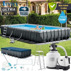 Bể bơi khung kim loại siêu cao cấp DELUXE 9m75 máy lọc điện phân INTEX 26378