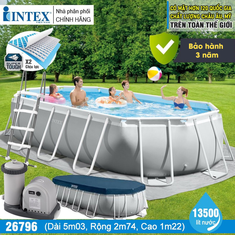 Bể bơi khung kim loại PREMIUM OVAL dài 5m INTEX 26796