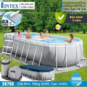 Bể bơi khung kim loại PREMIUM OVAL dài 6m1 INTEX 26798
