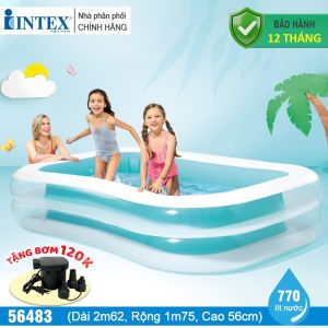 Bể bơi phao cho bé 2 tầng trong suốt 2m62 chữ nhật INTEX 56483
