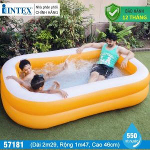 Bể bơi phao hình chữ nhật 2 tầng 2m29 màu cam INTEX 57181