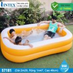 Bể bơi phao hình chữ nhật 2 tầng 2m29 màu cam INTEX 57181