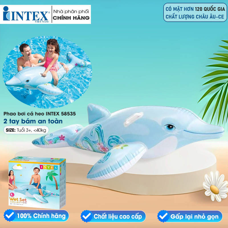 Phao bơi cá heo cưỡi cho trẻ em INTEX 58535