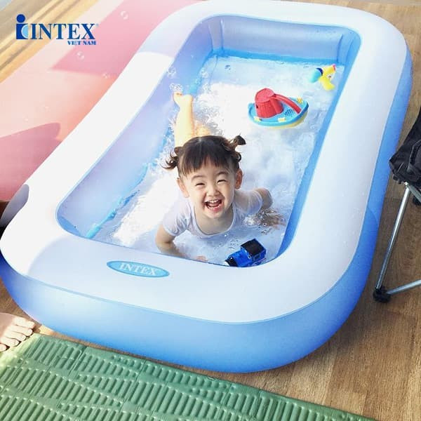 Hồ bơi phao trẻ em đáy bơm hơi 1m66 hình chữ nhật INTEX 57403