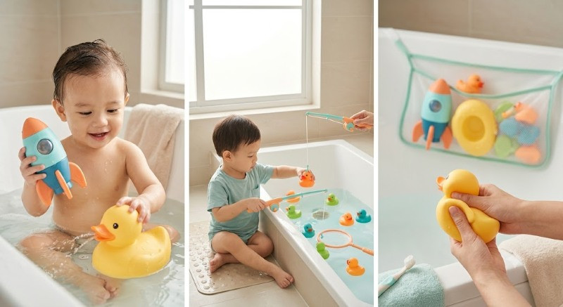 Đồ chơi trong bể tắm cho bé thích thú