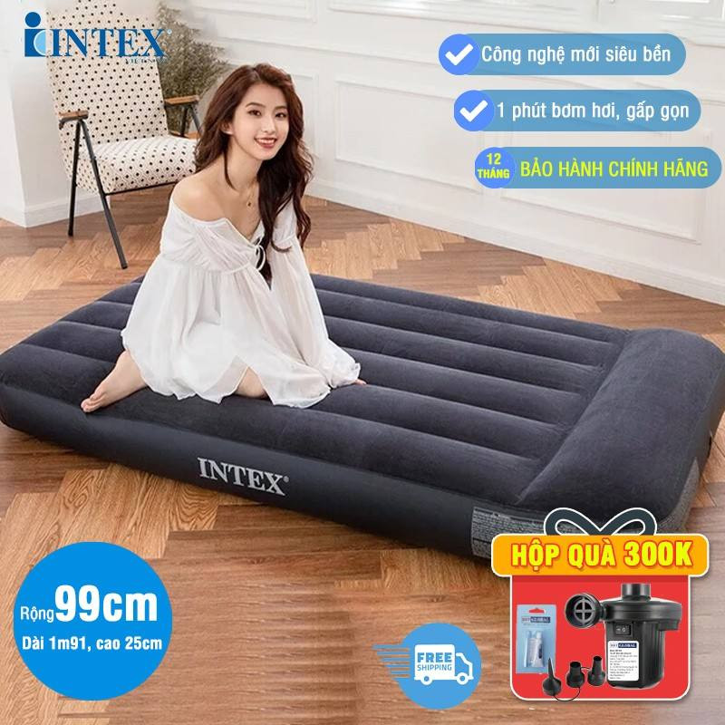 Đệm hơi đơn 99cm công nghệ mới kèm gối đầu INTEX 64141