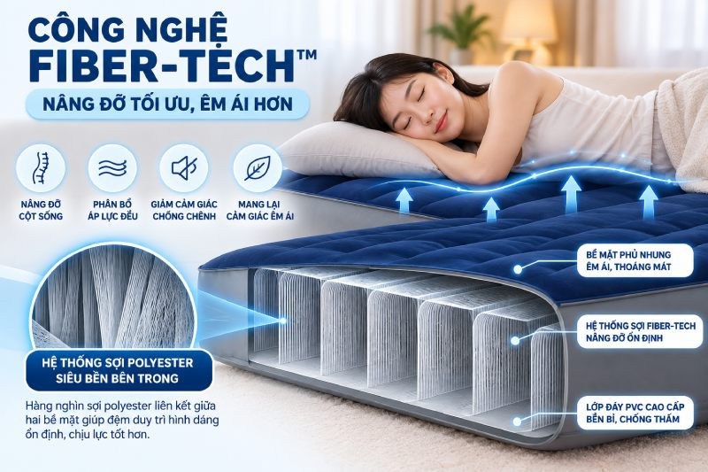 Đệm hơi công nghệ Fiber-tech nâng đỡ tối ưu